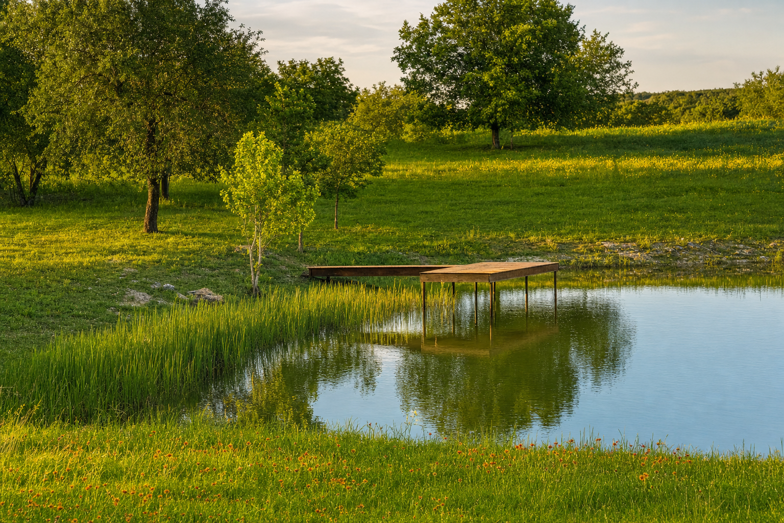 Pond at golden hour — The Clearing