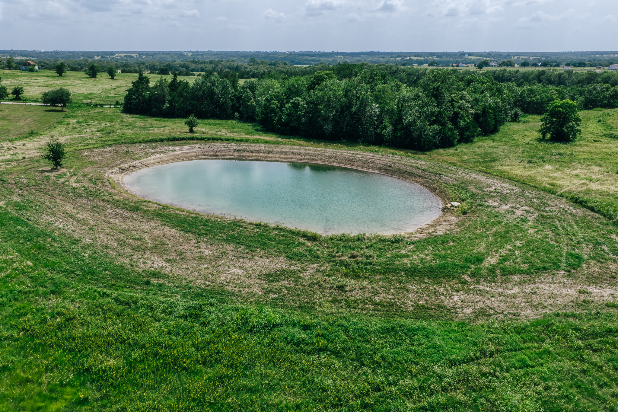 Aerial of Lot 2 pond and pasture — The Clearing, Washington County