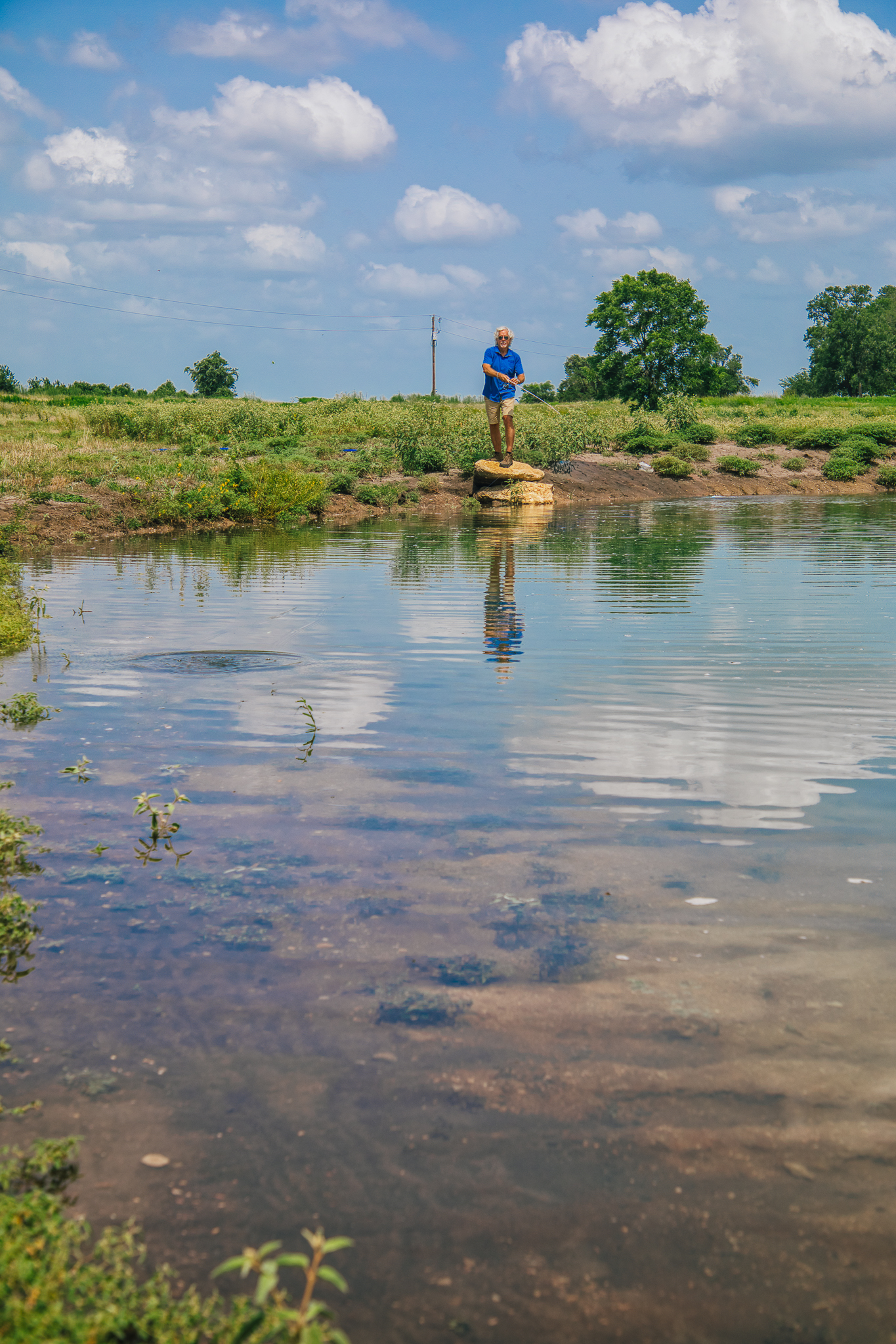 Fishing from the dock — Lot 2 pond, The Clearing